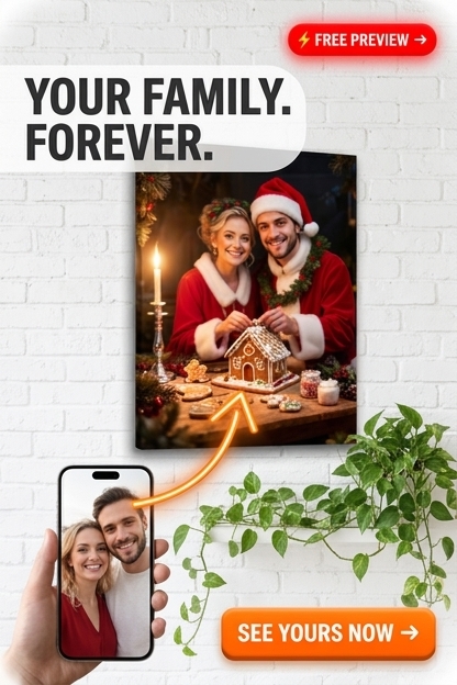 Custom Christmas Couple Portrait — Romantic Holiday Canvas from Photo