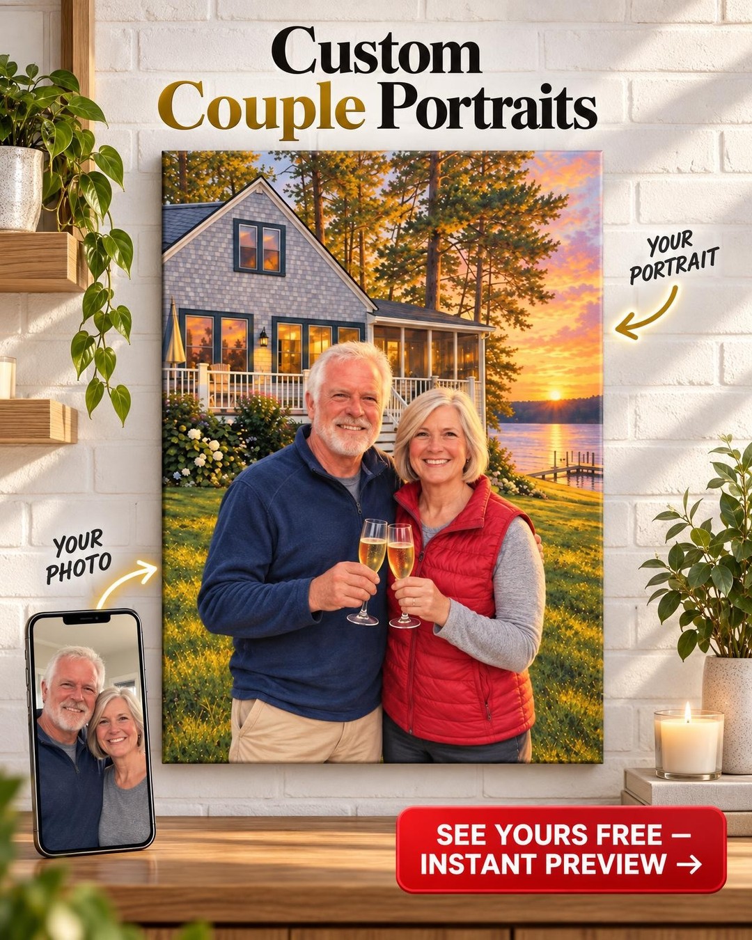 Our Forever Home Custom Portrait from Photo | Personalized Dream Home Gift
