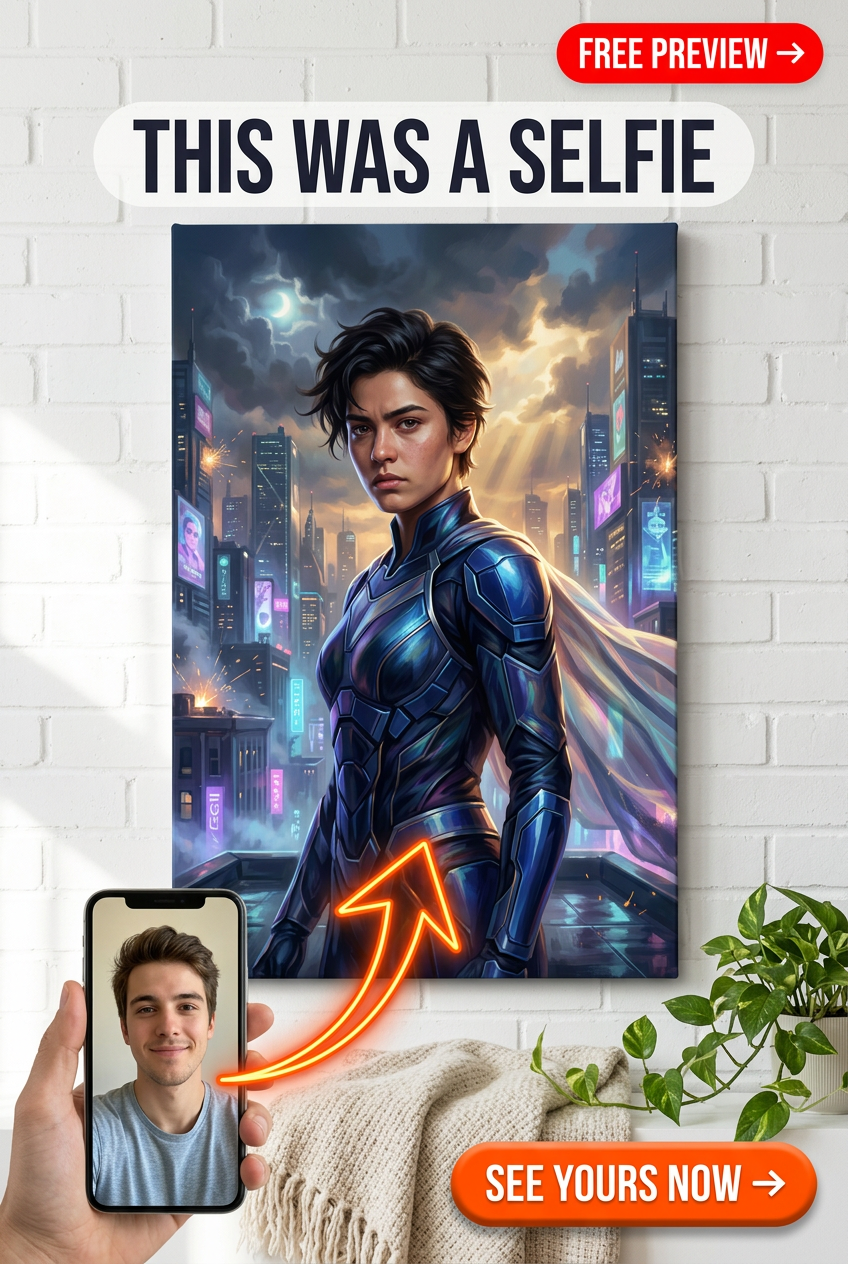 Rise of the Young Hero Custom Person Portrait Canvas