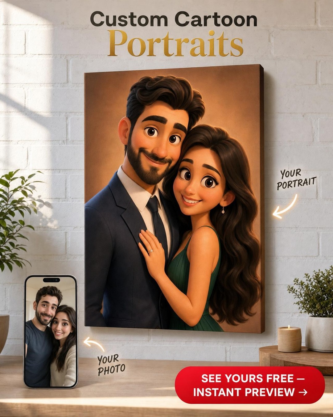 Romantic Custom Caricature Portrait Gift