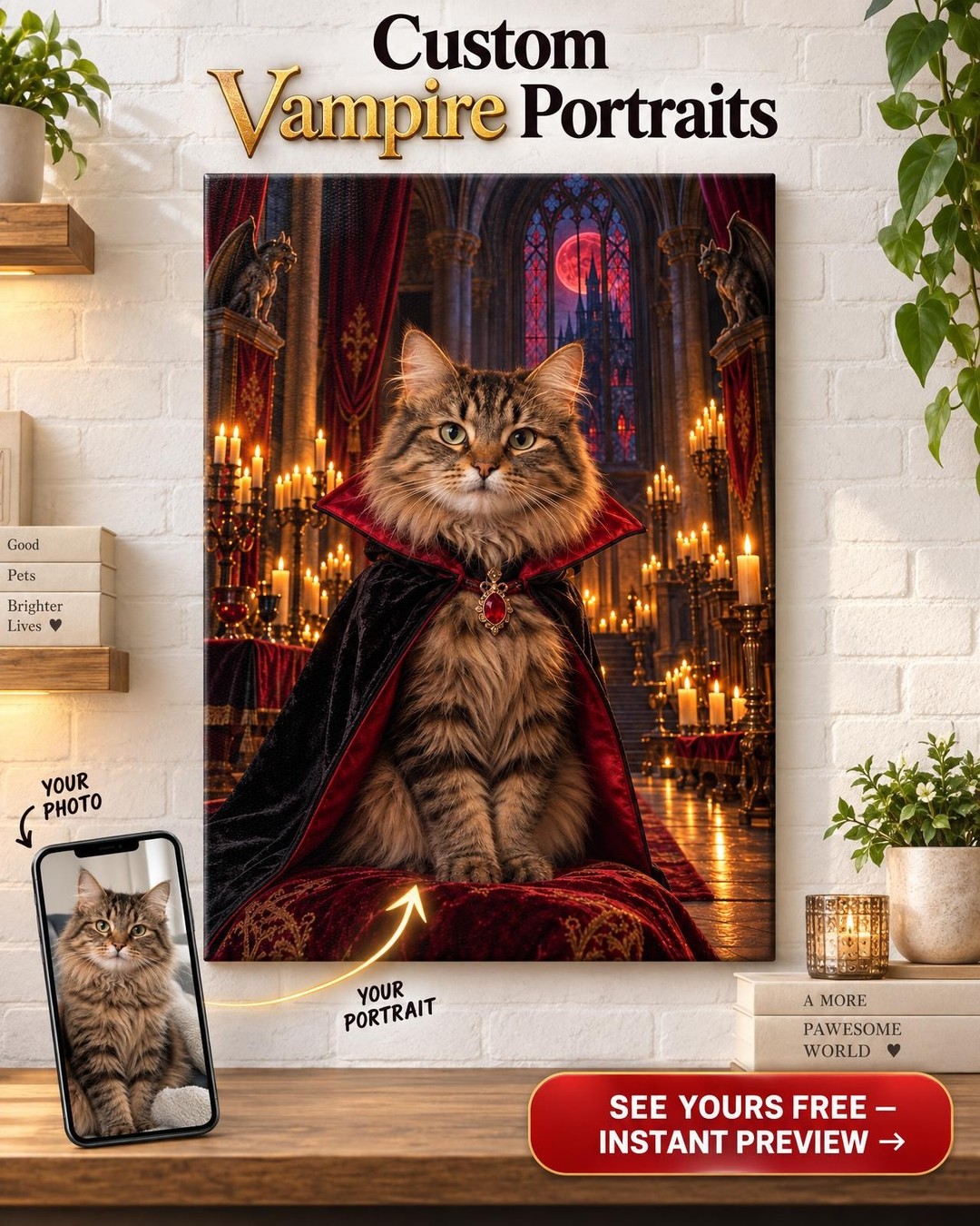 Vampire Castle Custom Portrait from Photo | Personalized Gift