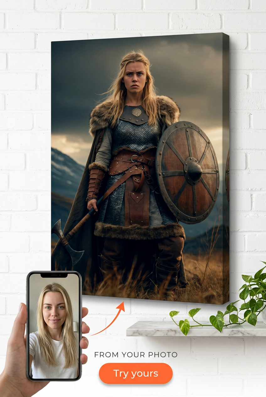 Viking Custom Portrait from Photo | Personalized Gift for Her