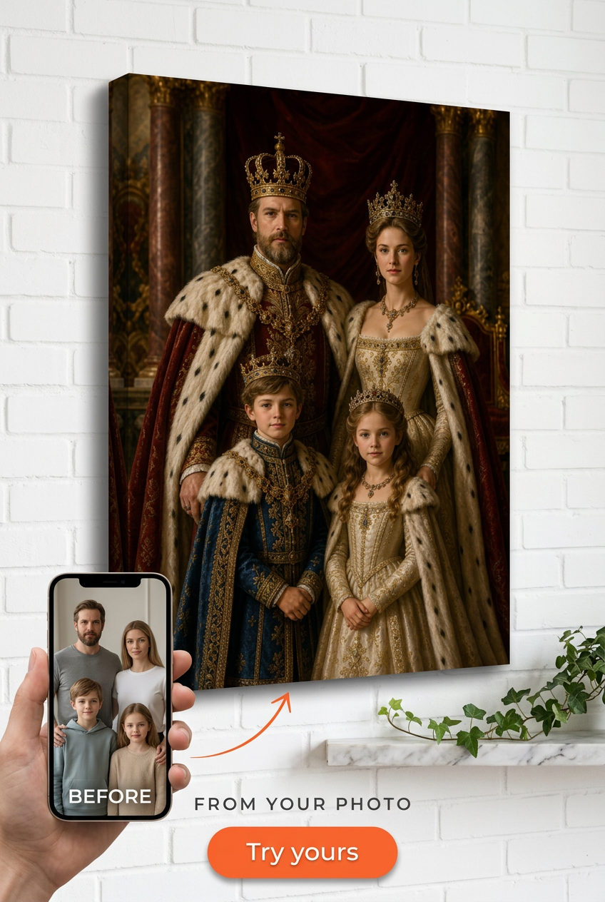 Custom Royal Family Portrait — Regal Canvas from Photo