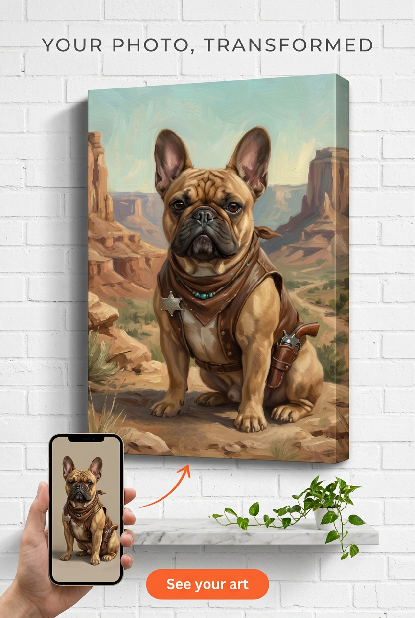 Custom Cowboy Dog Portrait — Whimsical Pet Canvas Art