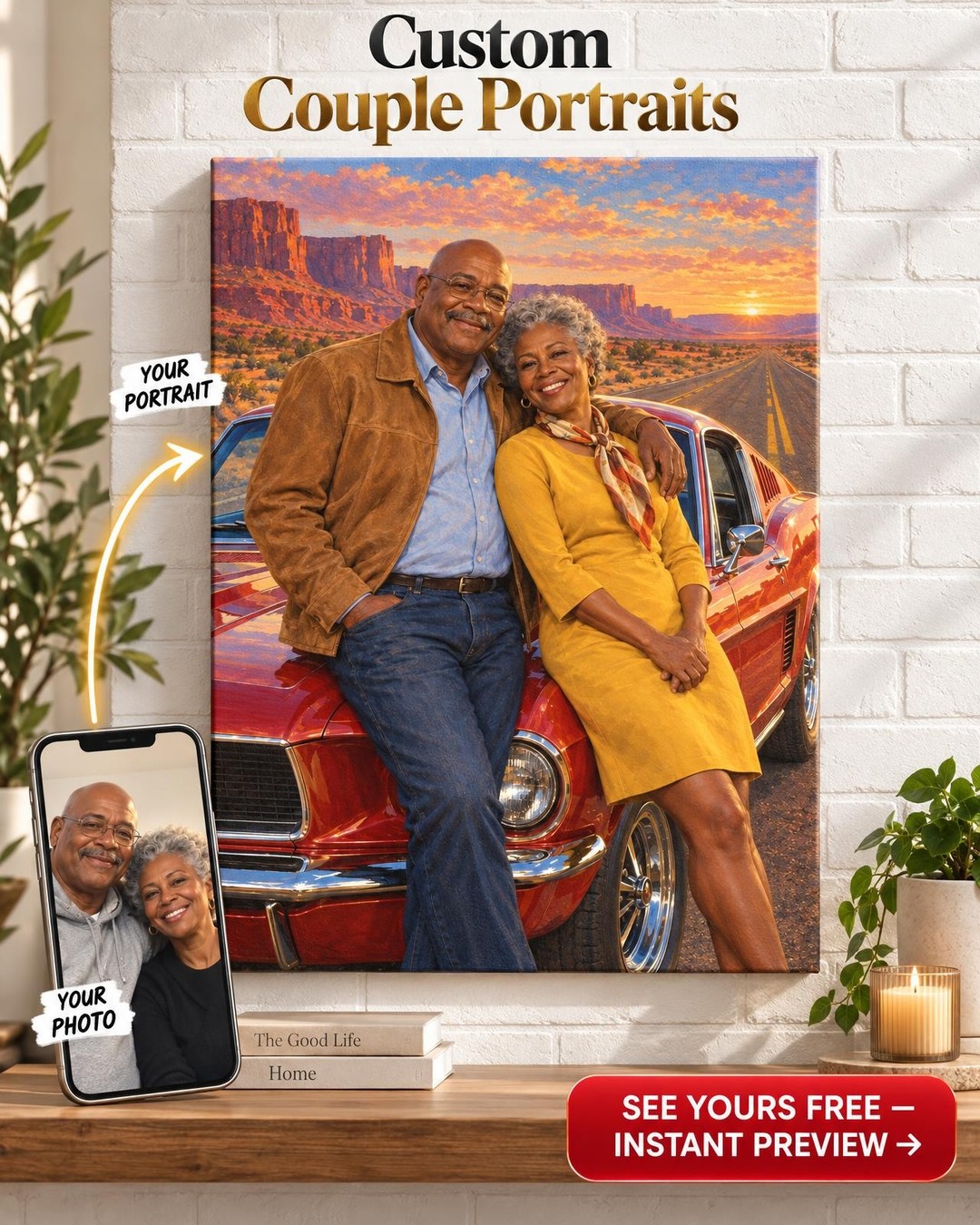 The One That Got Away Custom Portrait from Photo | Personalized Classic Car Gift
