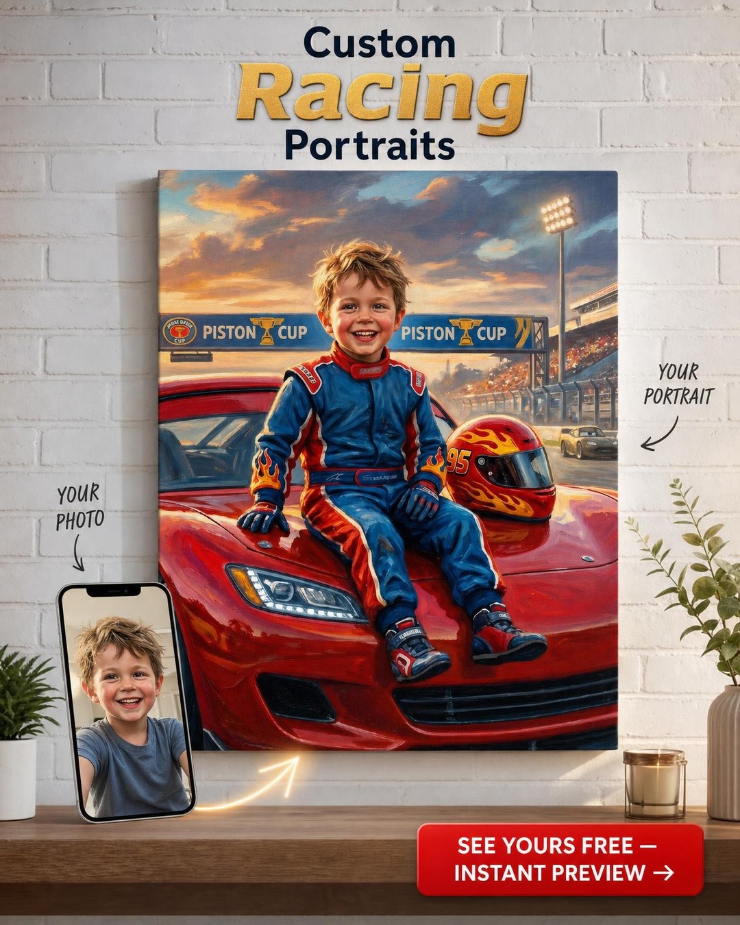 Racing Driver Inspired Custom Portrait from Photo | Personalized Gift