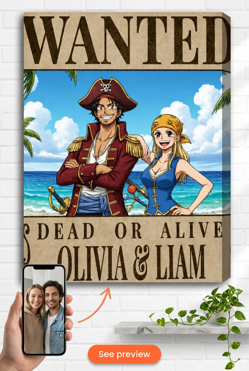 Custom Pirate Couple Portrait — Whimsical Canvas