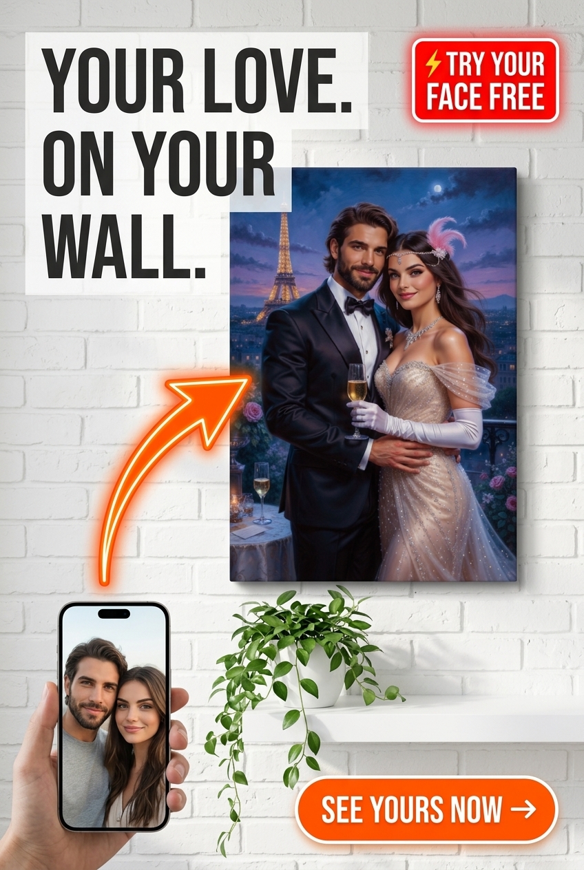 Paris Abend Eleganz Individuelles Porträt aus Foto | Personalisierte Geschenkidee für Paare
