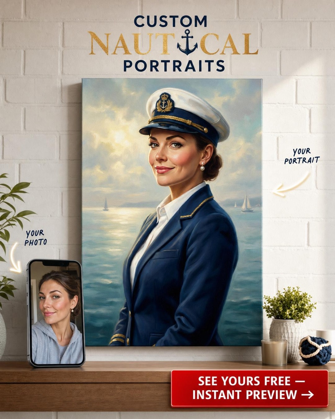 Custom Military Woman Portrait Gift