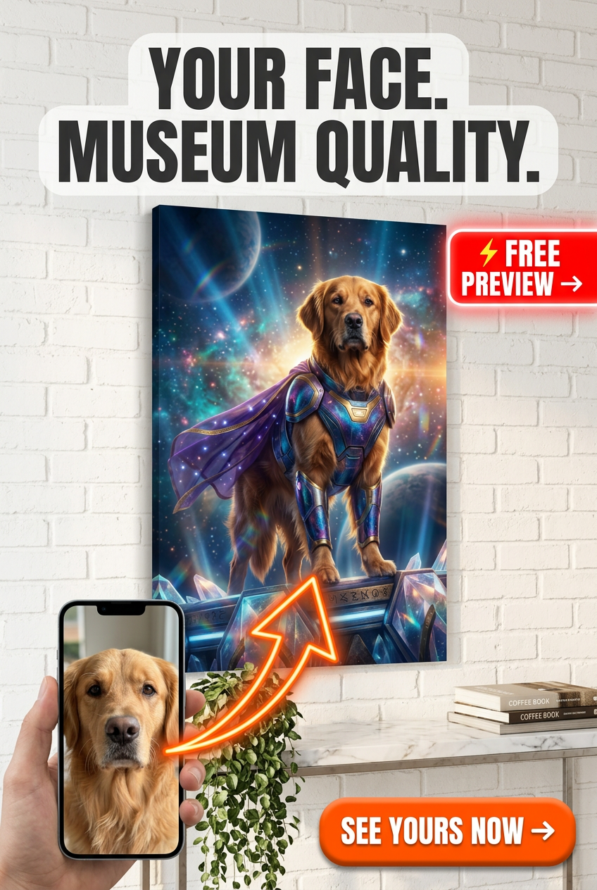 Galactic Guardian Pet Portrait Canvas - $35