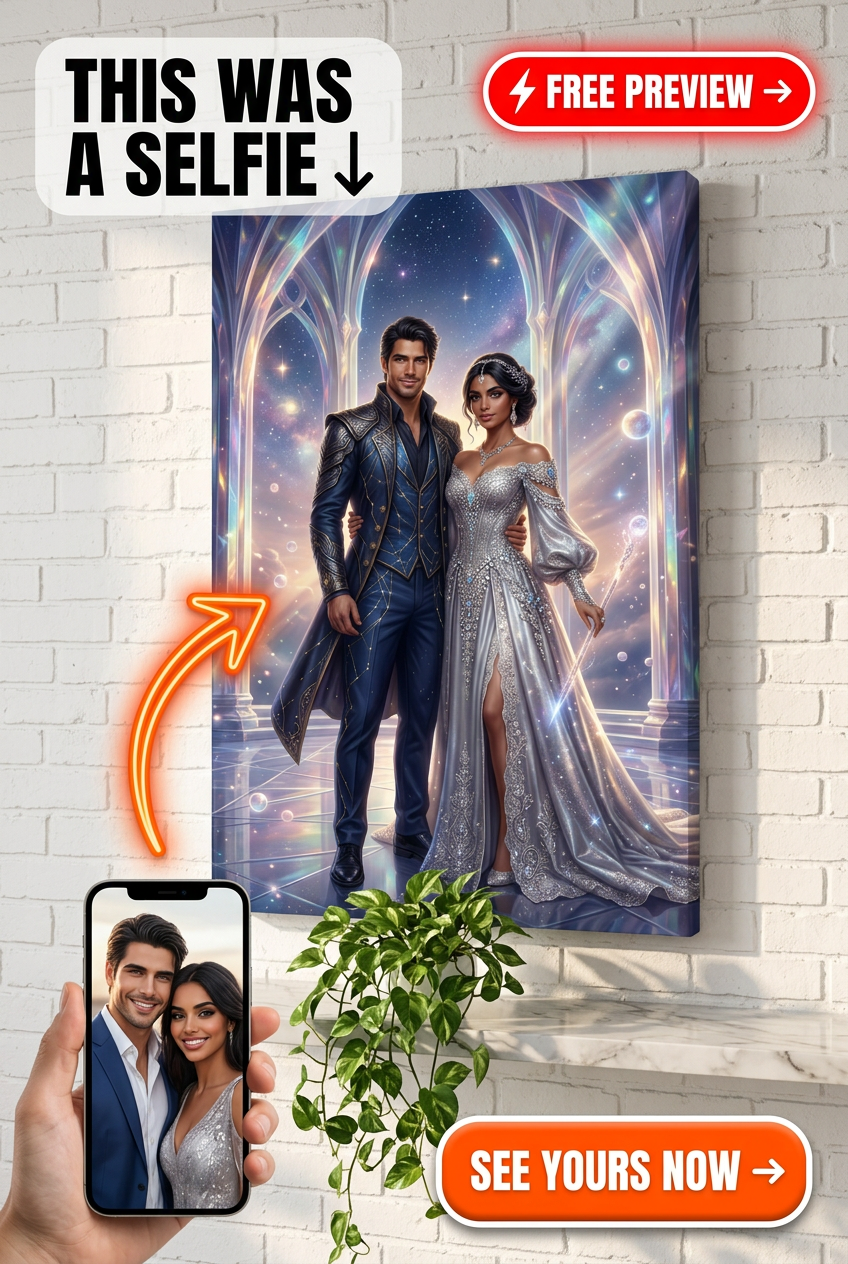 Custom Fantasy Couple Portrait — Romantic Ethereal Kingdom Canvas