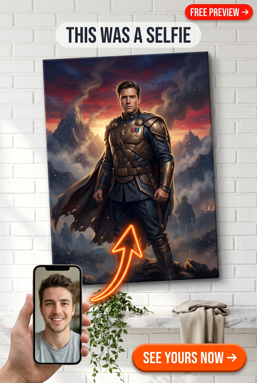Valor Ascendant: Episch Militair Heldenportret op Canvas voor Hem