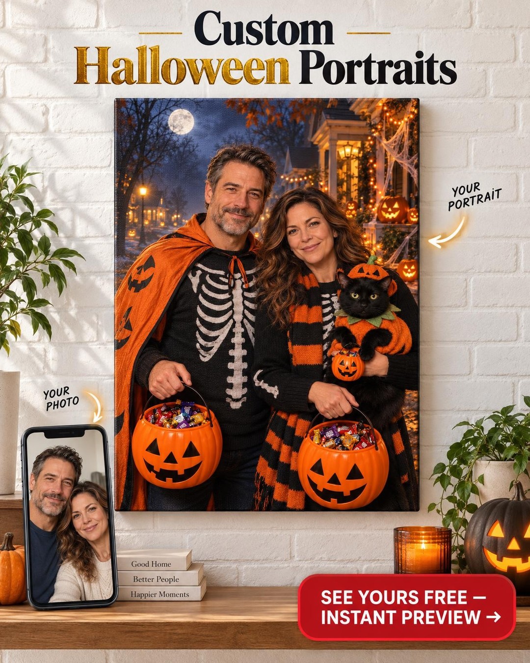 Trick-or-Treat Night Custom Portrait from Photo | Personalized Gift