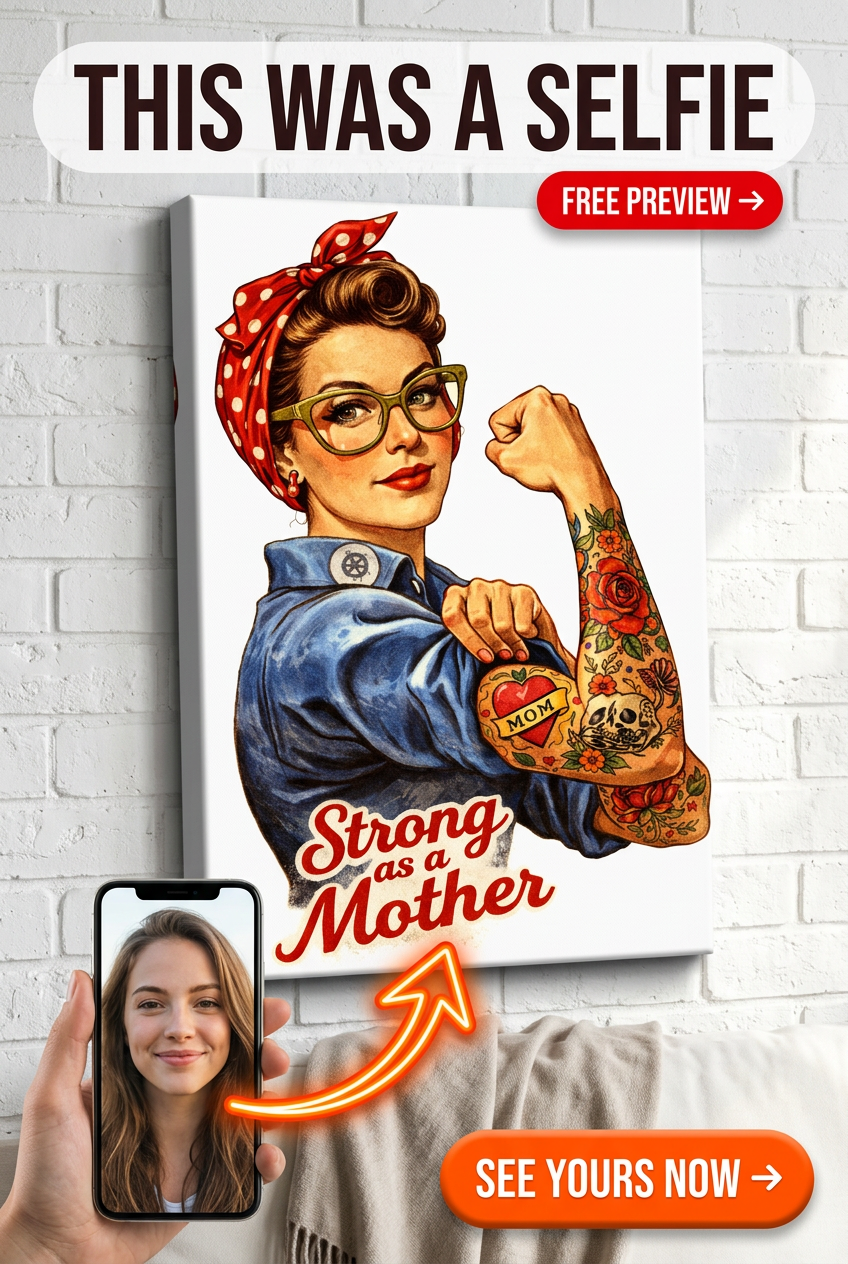 Custom Mother's Day Portrait — Heroic Mom Canvas from Photo