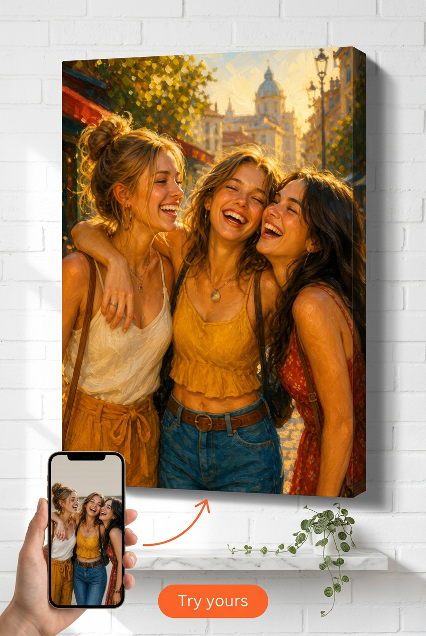 Best Friends Classic Portrait Custom Portrait from Photo | Personalized General Gift