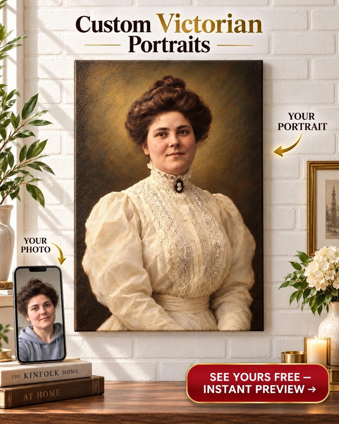 The Heritage Portrait Custom Ancestor Portrait from Old Photo | Family History Gift