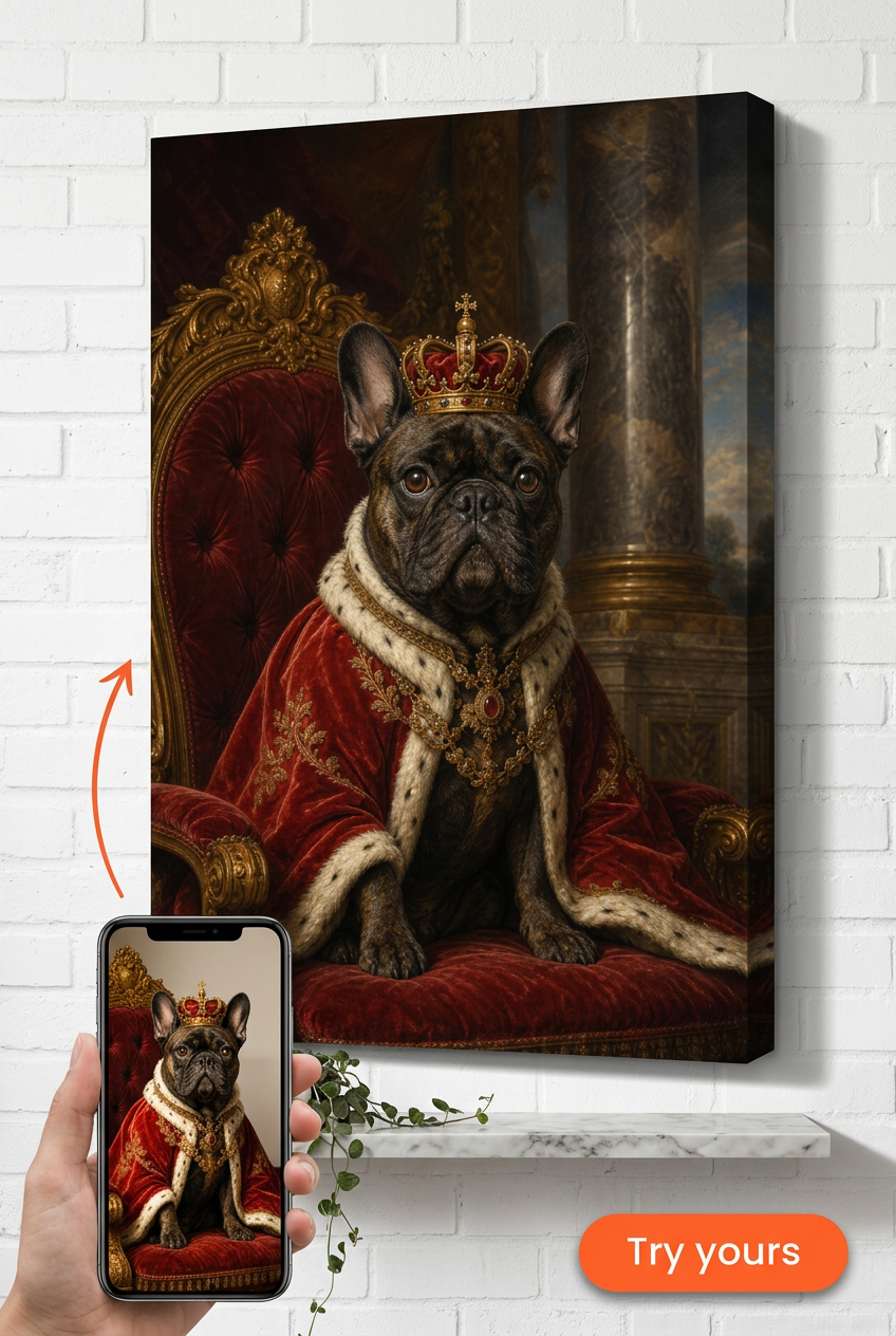 Custom Royal Dog Portrait — Heroic Pet Canvas Art