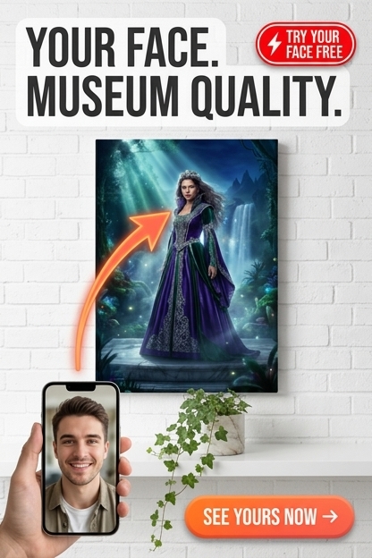 Custom Fantasy Woman Portrait — Regal Forest Magic Canvas