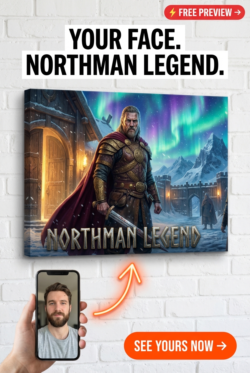 Custom Viking Man Portrait — Heroic Warrior Canvas from Photo