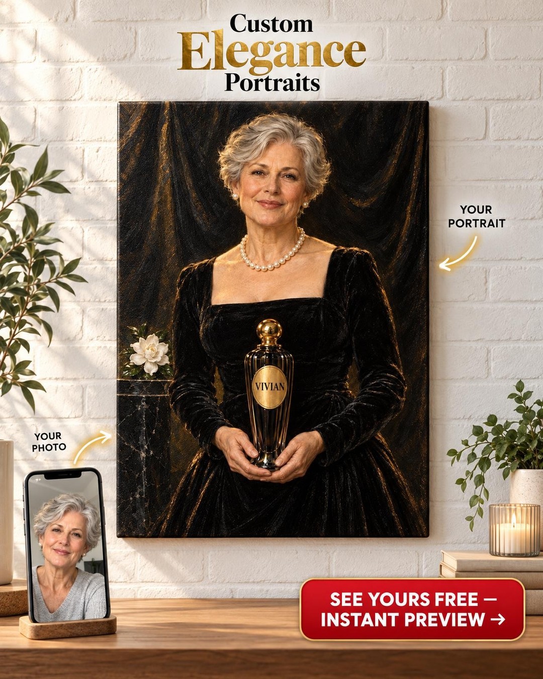 Evening Perfume Custom Portrait from Photo | Personalized Signature Scent Gift