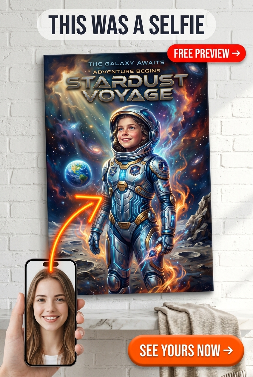 Custom Sci-Fi Woman Portrait — Adventurous Space Suit Canvas