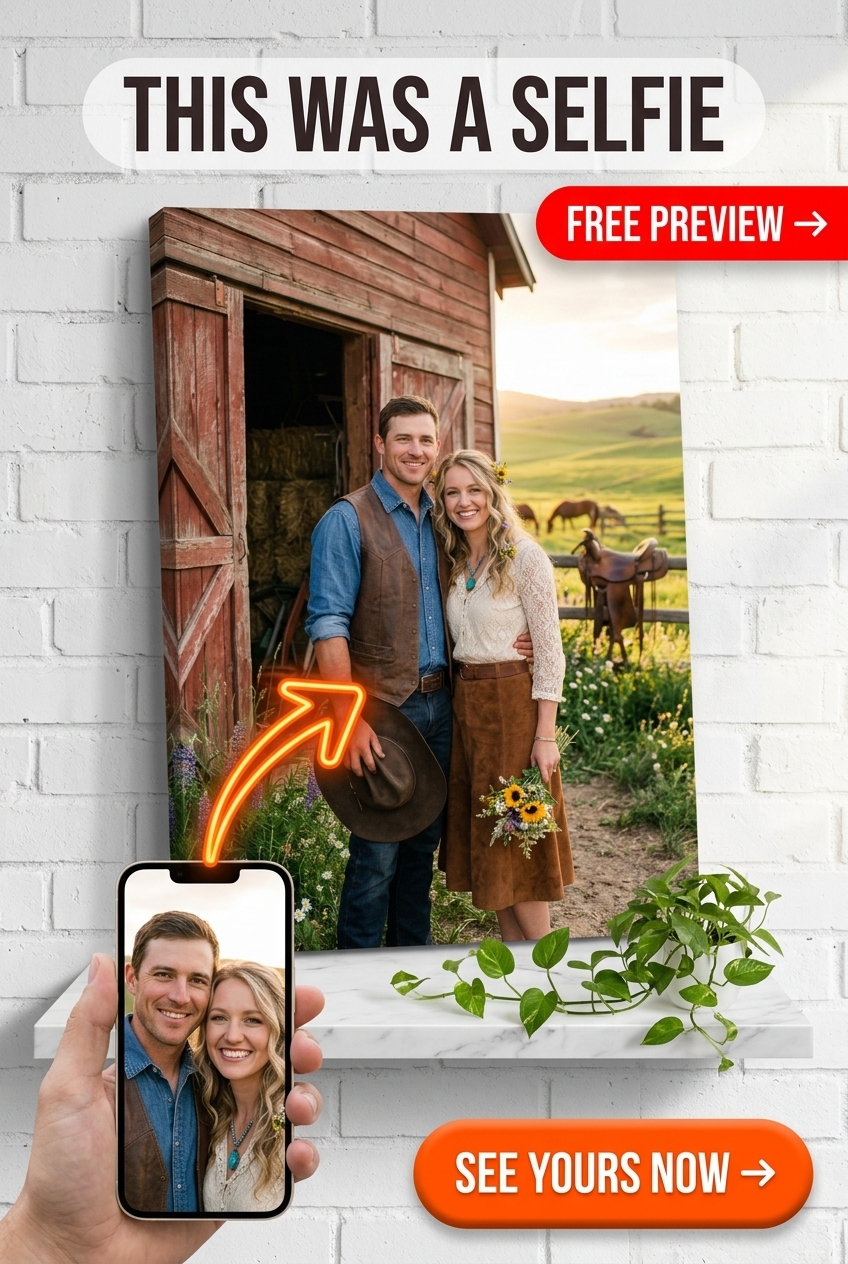 Portret Zachodniej Pary Ranch Romance