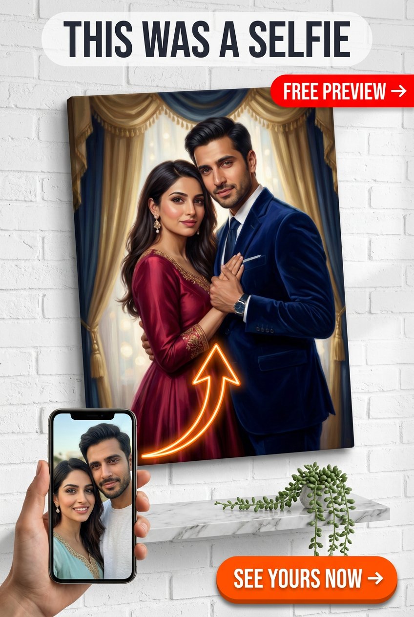Custom Royal Couple Portrait — Romantic Canvas from Photo