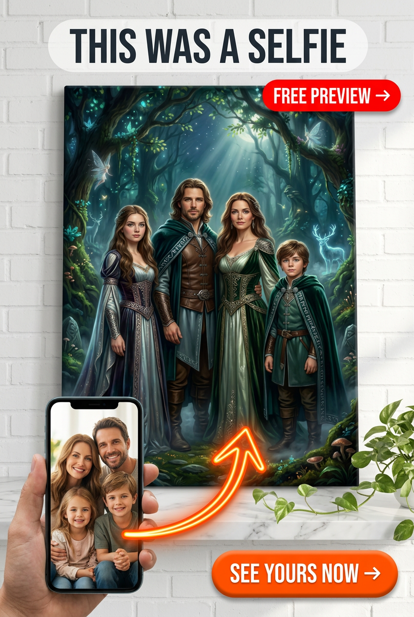 Custom Celtic Family Portrait — Heroic Fantasy Canvas from Photo