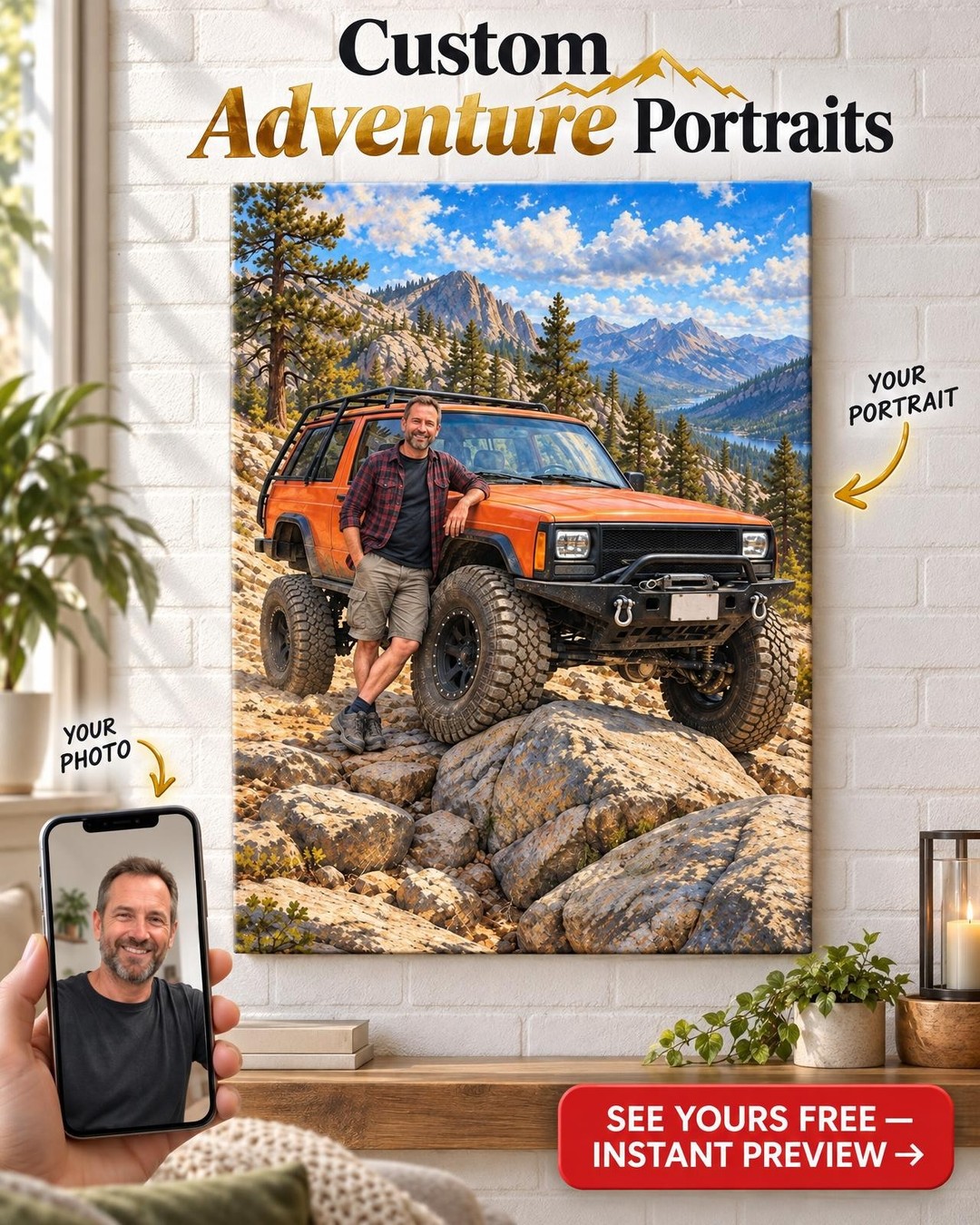 Rock Crawling Custom Portrait from Photo | Personalized Off-Road Portrait Gift