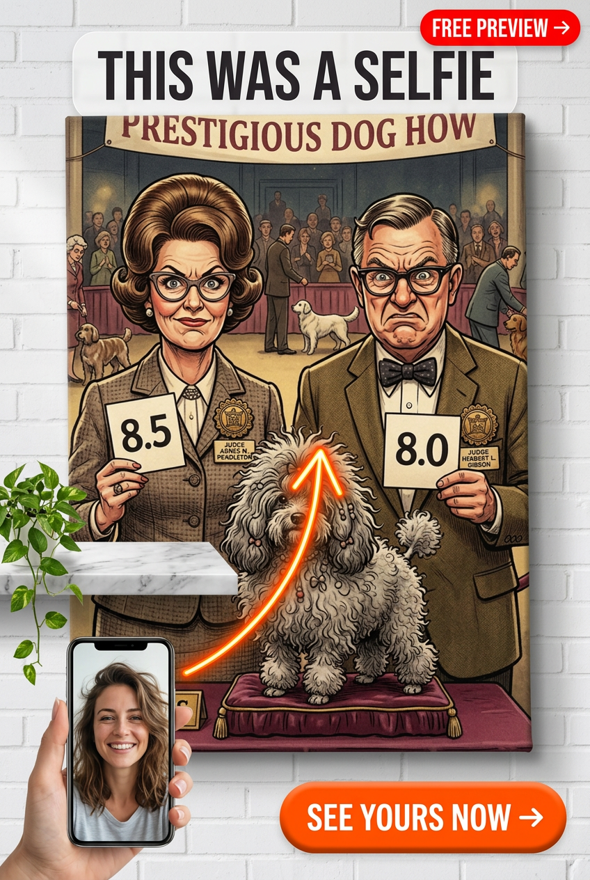 Custom Dog Pet Portrait — Whimsical Show Judge Canvas