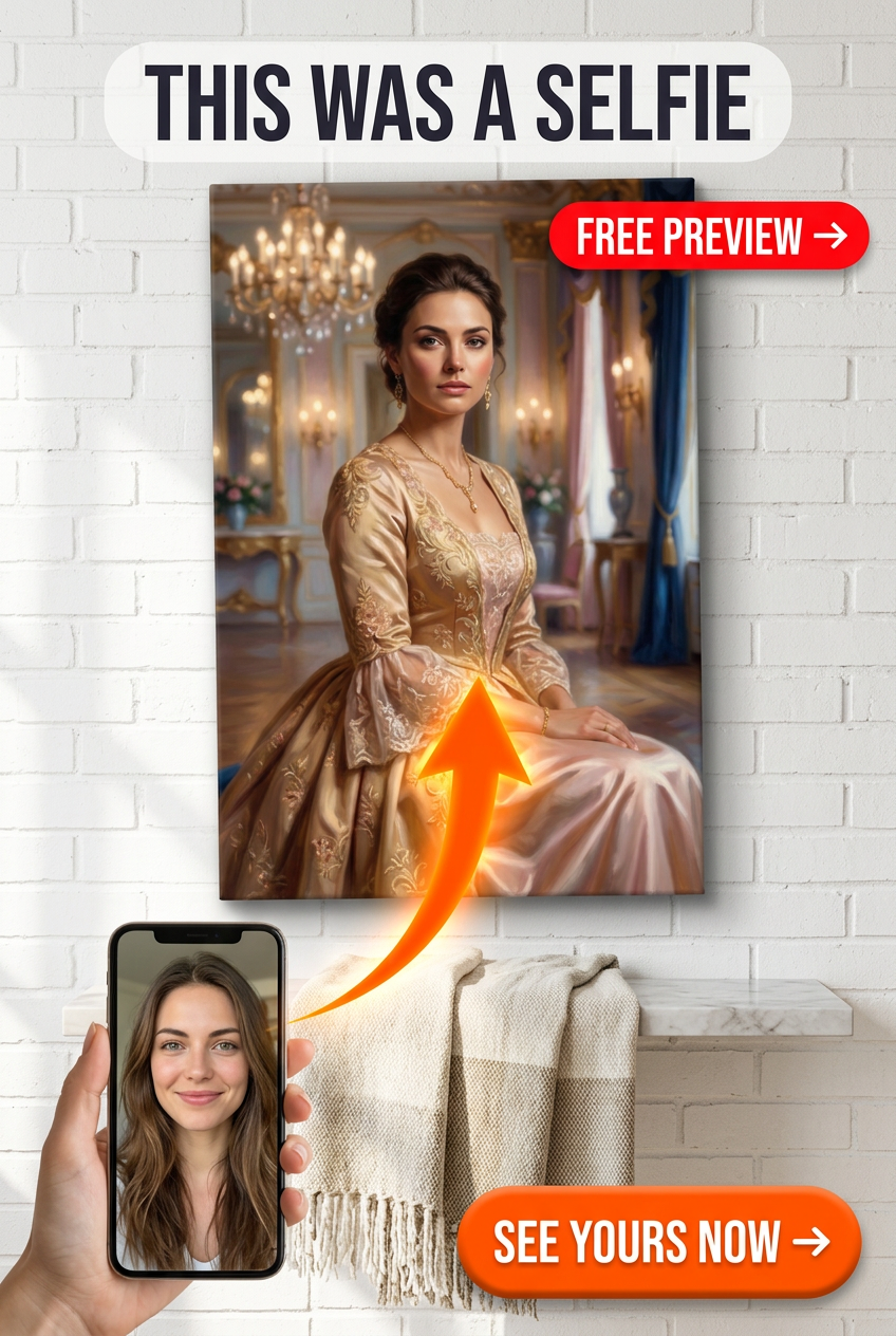 Custom Royal Woman Portrait — Regal Canvas Art from Photo