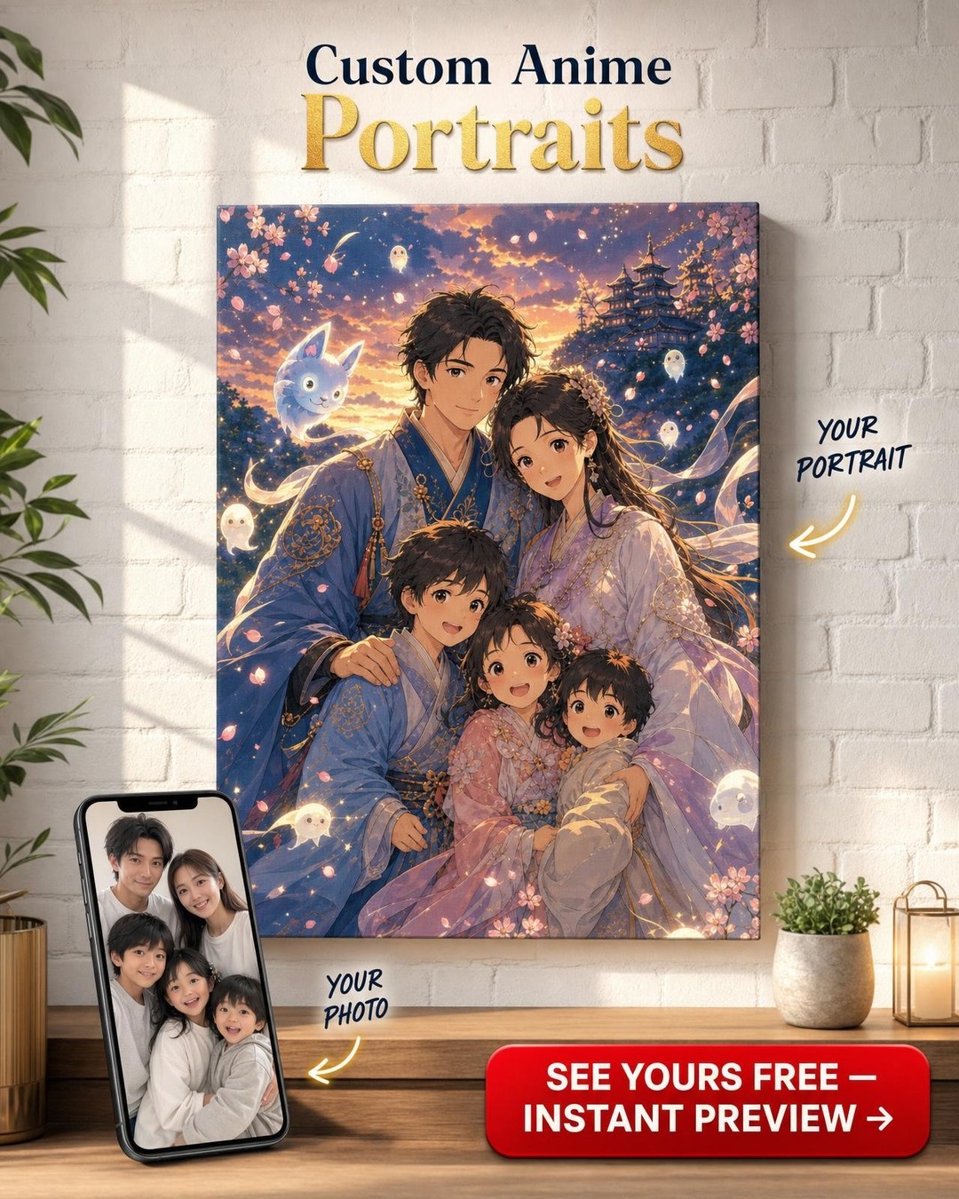 Anime Warrior Couple Portrait - Joyful Canvas