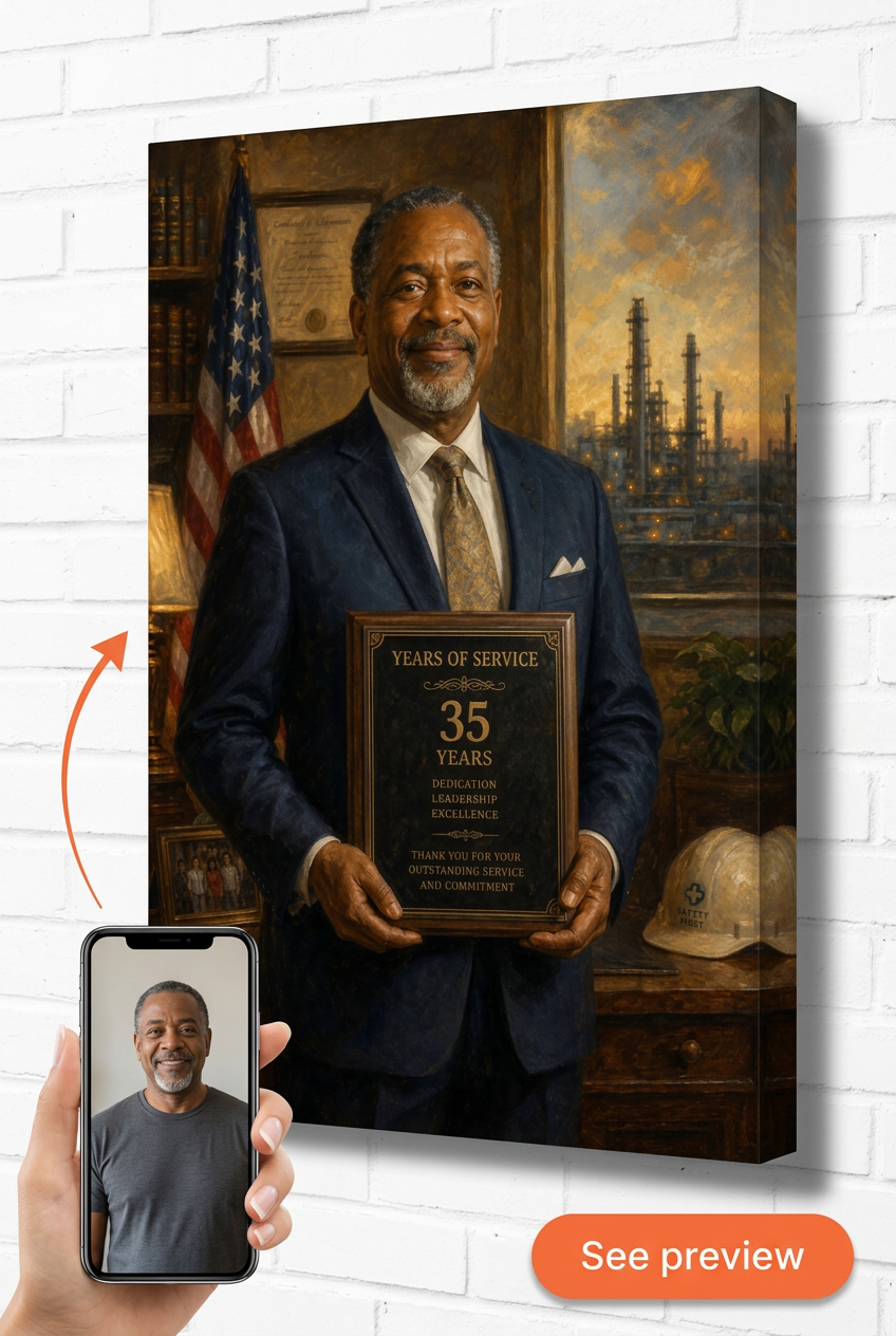 Custom Retirement Single-Man Portrait — Heroic Career Tribute from Photo