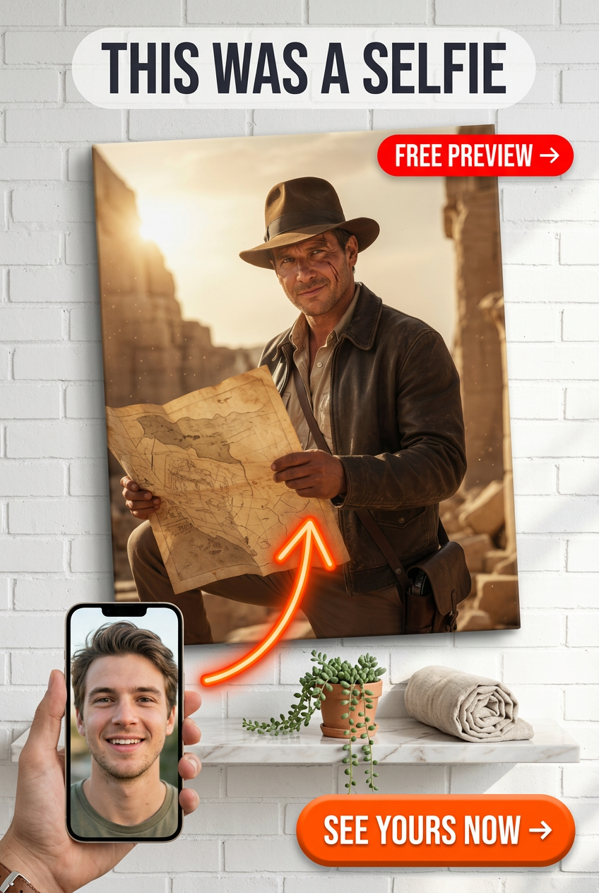 Custom Egyptian Man Portrait — Heroic Desert Explorer Canvas