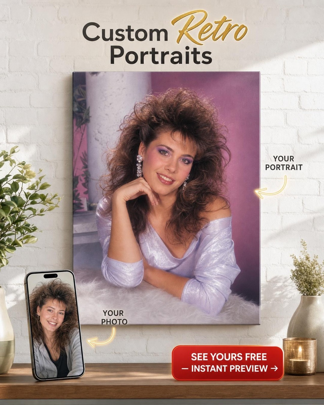 Step into the 80s Glam Studio with a Custom Portrait