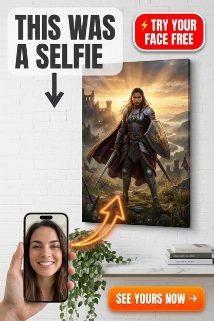 Custom Knight Woman Portrait — Regal Warrior Canvas from Photo
