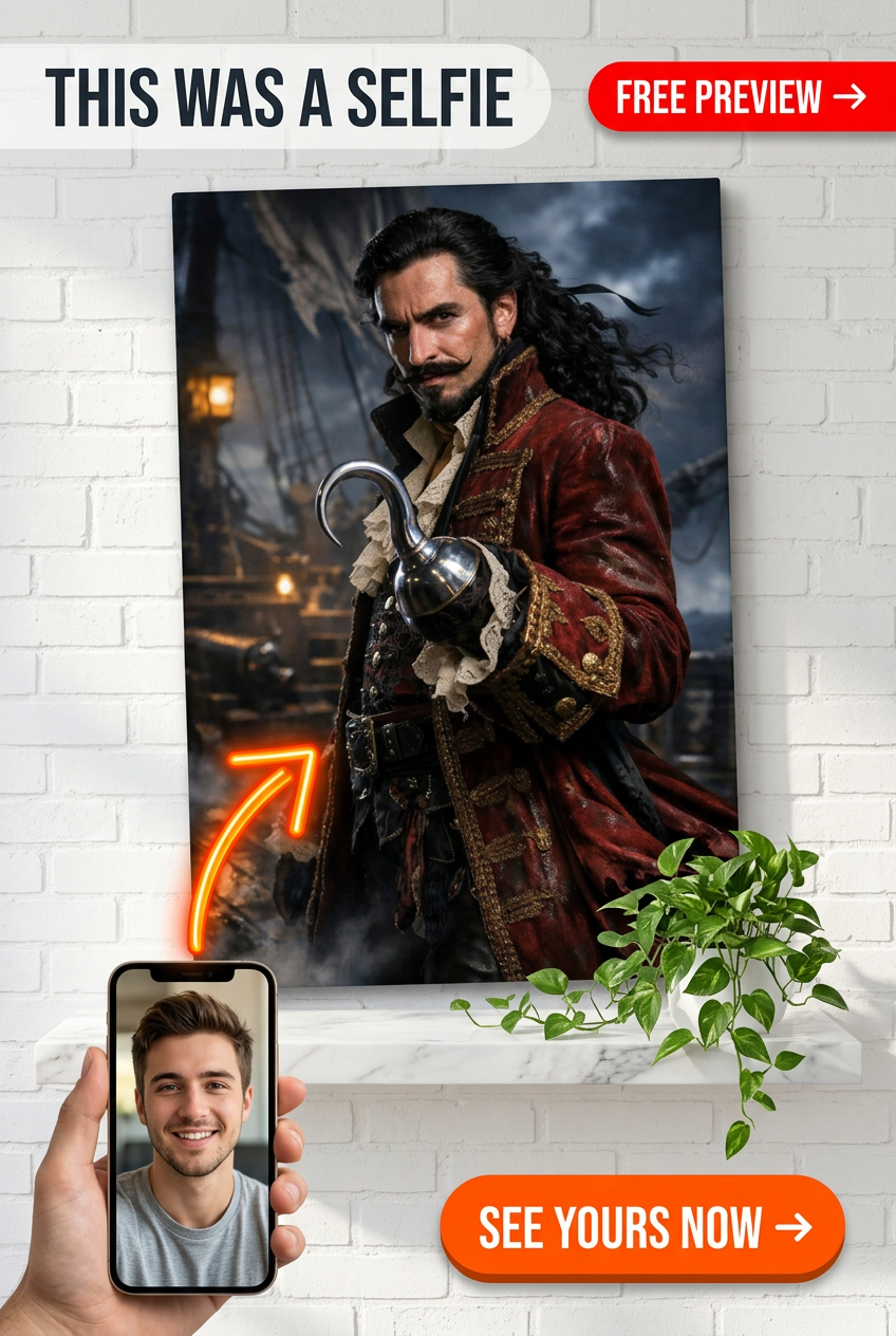Ritratto personalizzato premium a tema pirata da foto | Regalo personalizzato per lui