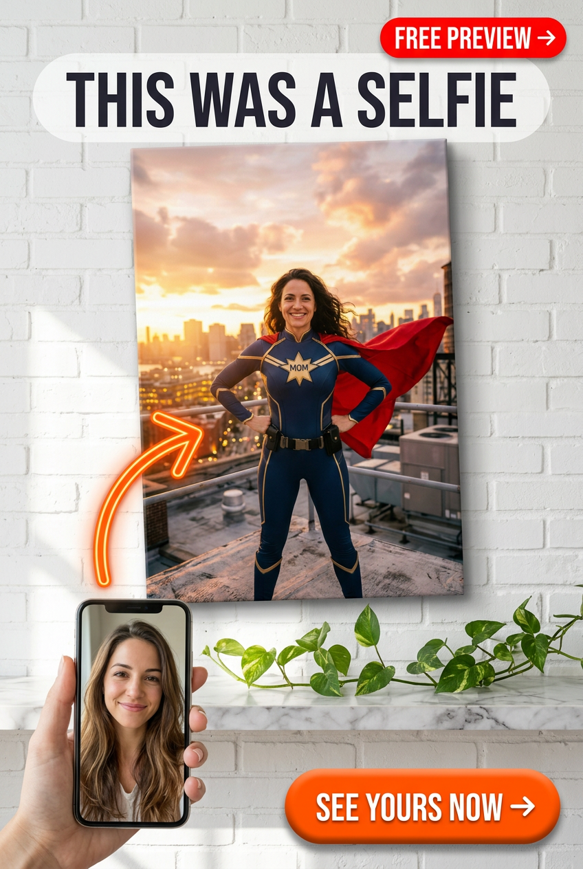 Super Mom Comic Hero Portrait — Fun Gift for Mom