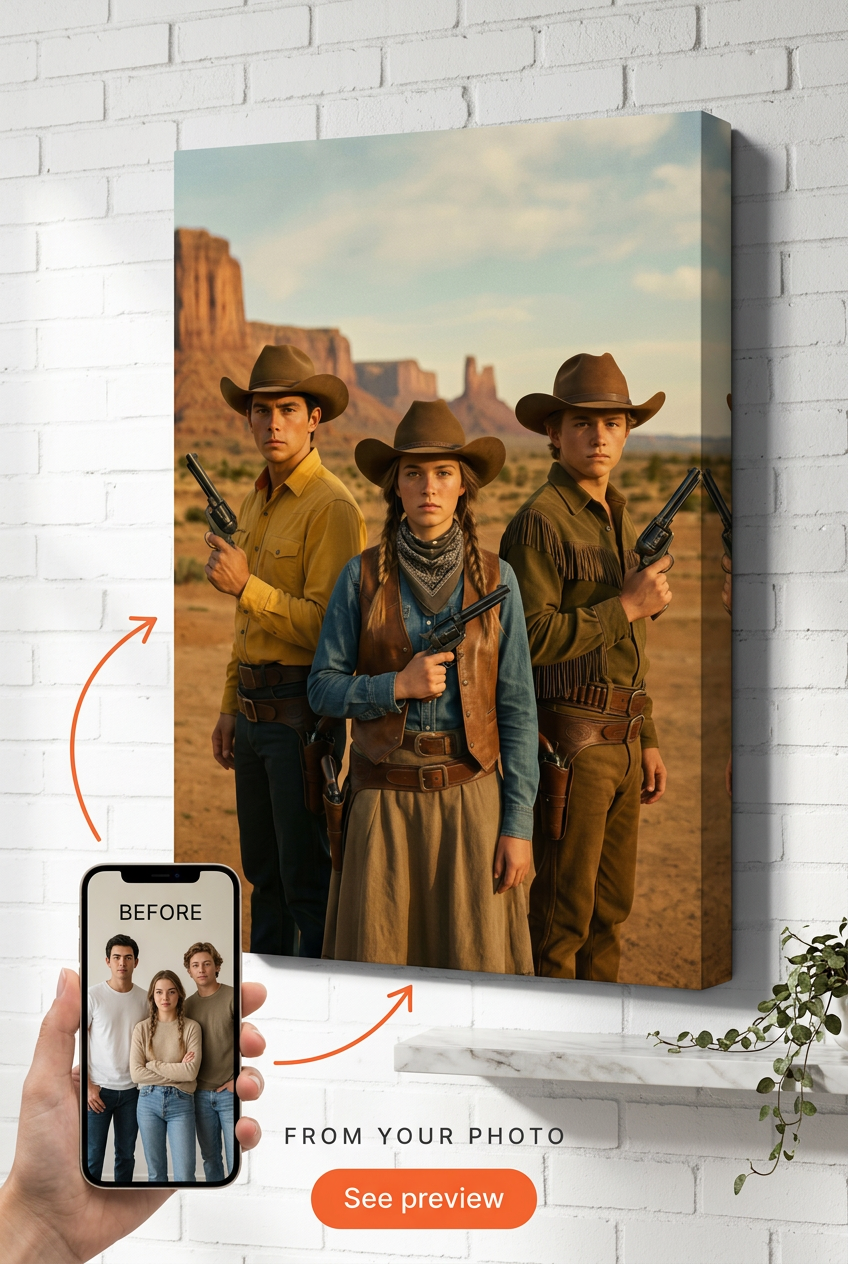 Wild West Custom Portrait from Photo | Personalized undefined Gift