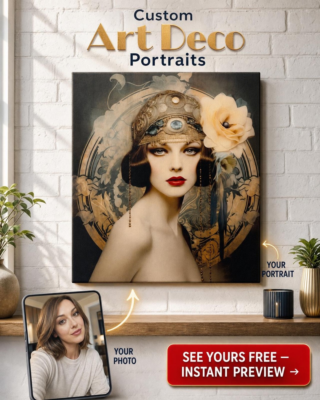 Custom Fantasy Woman Portrait — Regal Canvas from Photo