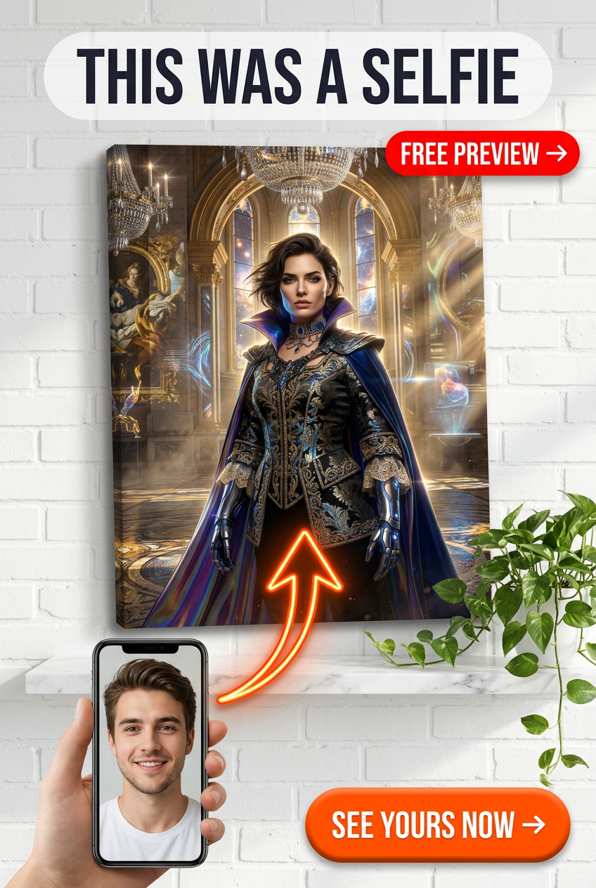Custom Royal Woman Portrait — Regal Castle Canvas from Photo