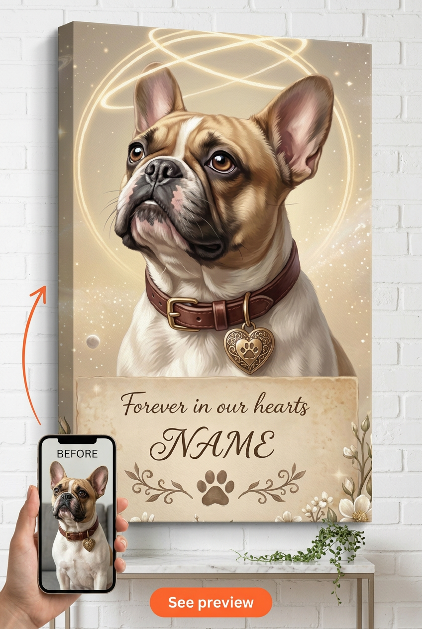 Custom Pet Dog Portrait — Memorial Canvas from Photo