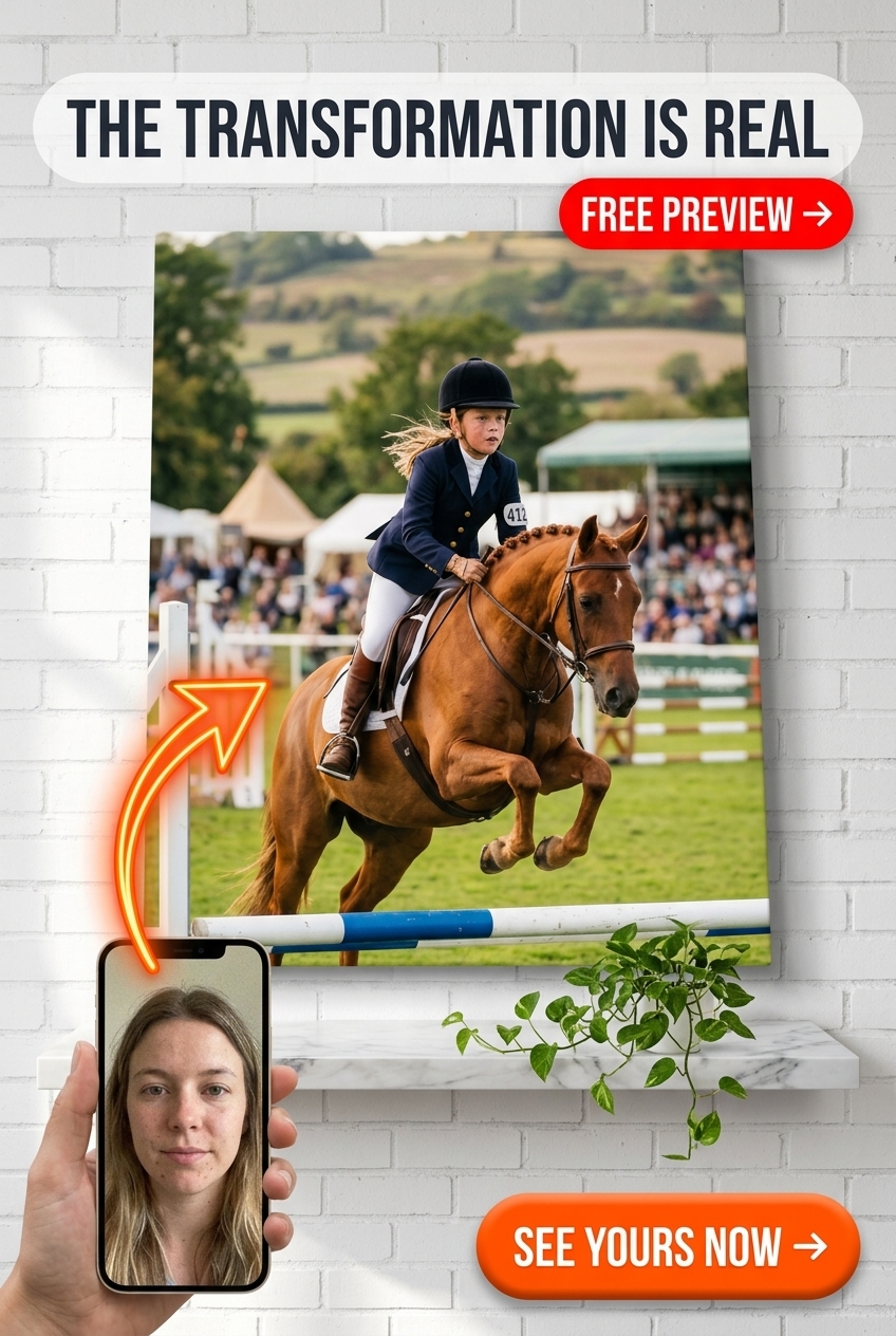 Custom Horse Girl Portrait — Heroic Equestrian Champion Canvas