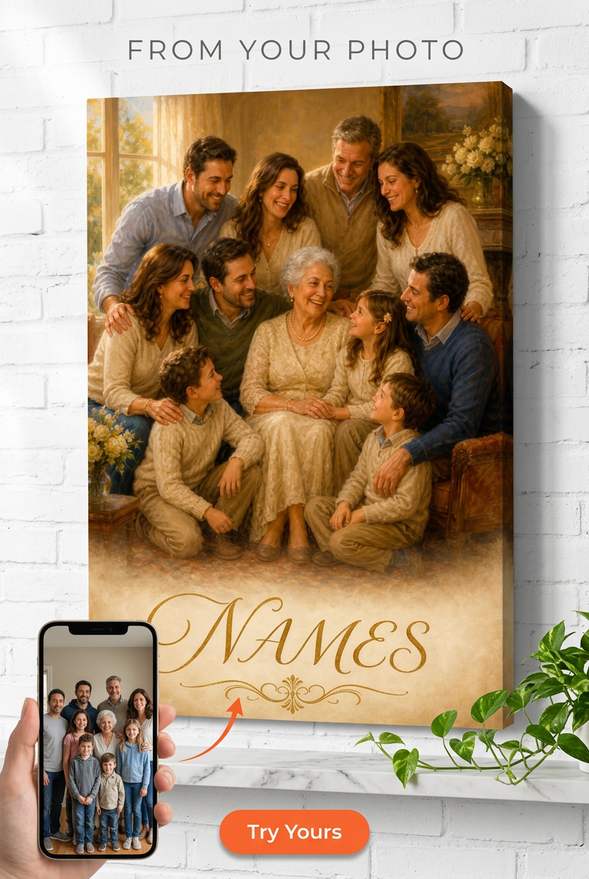 Gifts for Mother in Law — Family Portrait Art Canvas from Photo