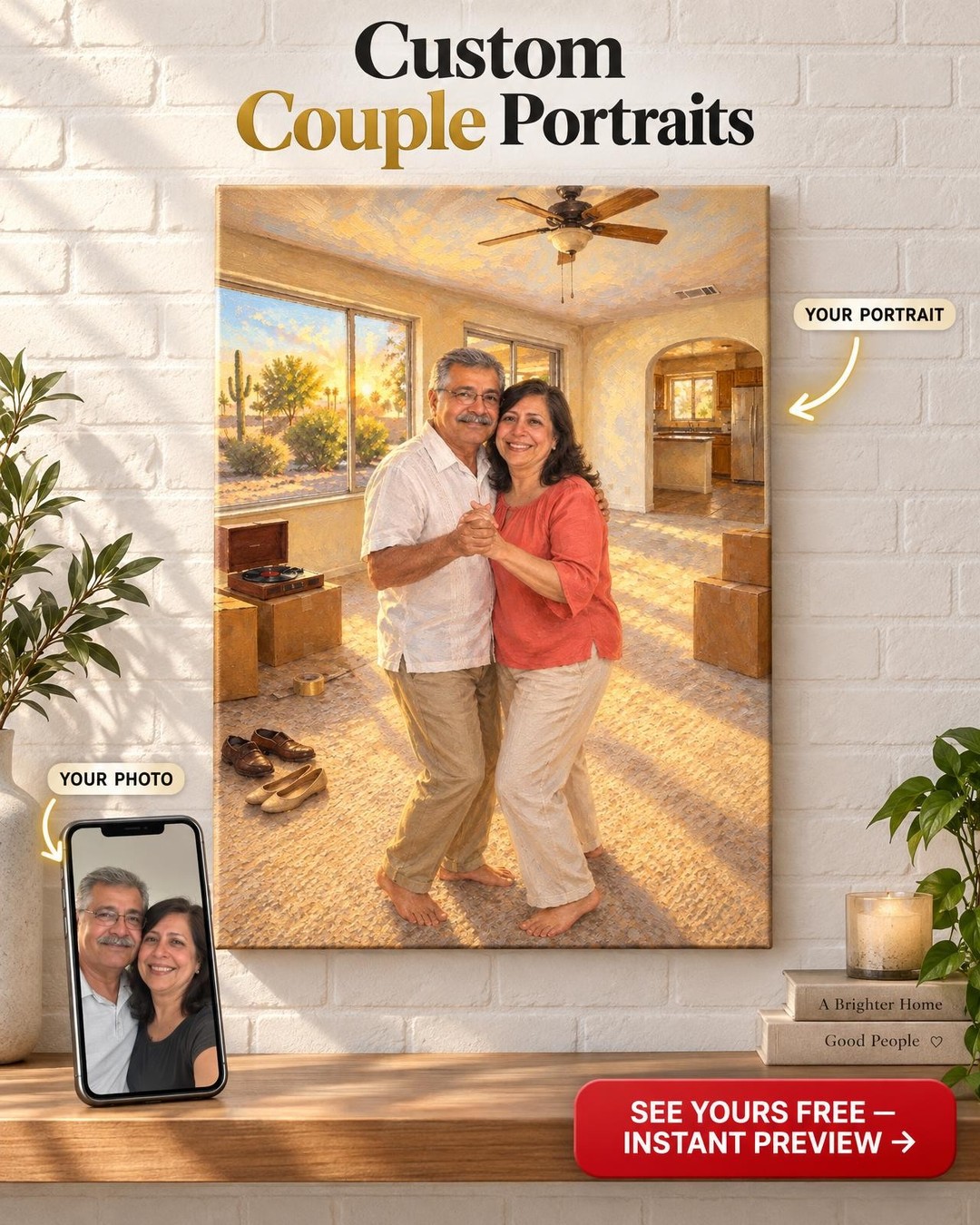 Our First Dance in the New House Custom Portrait from Photo | Personalized New Home Gift