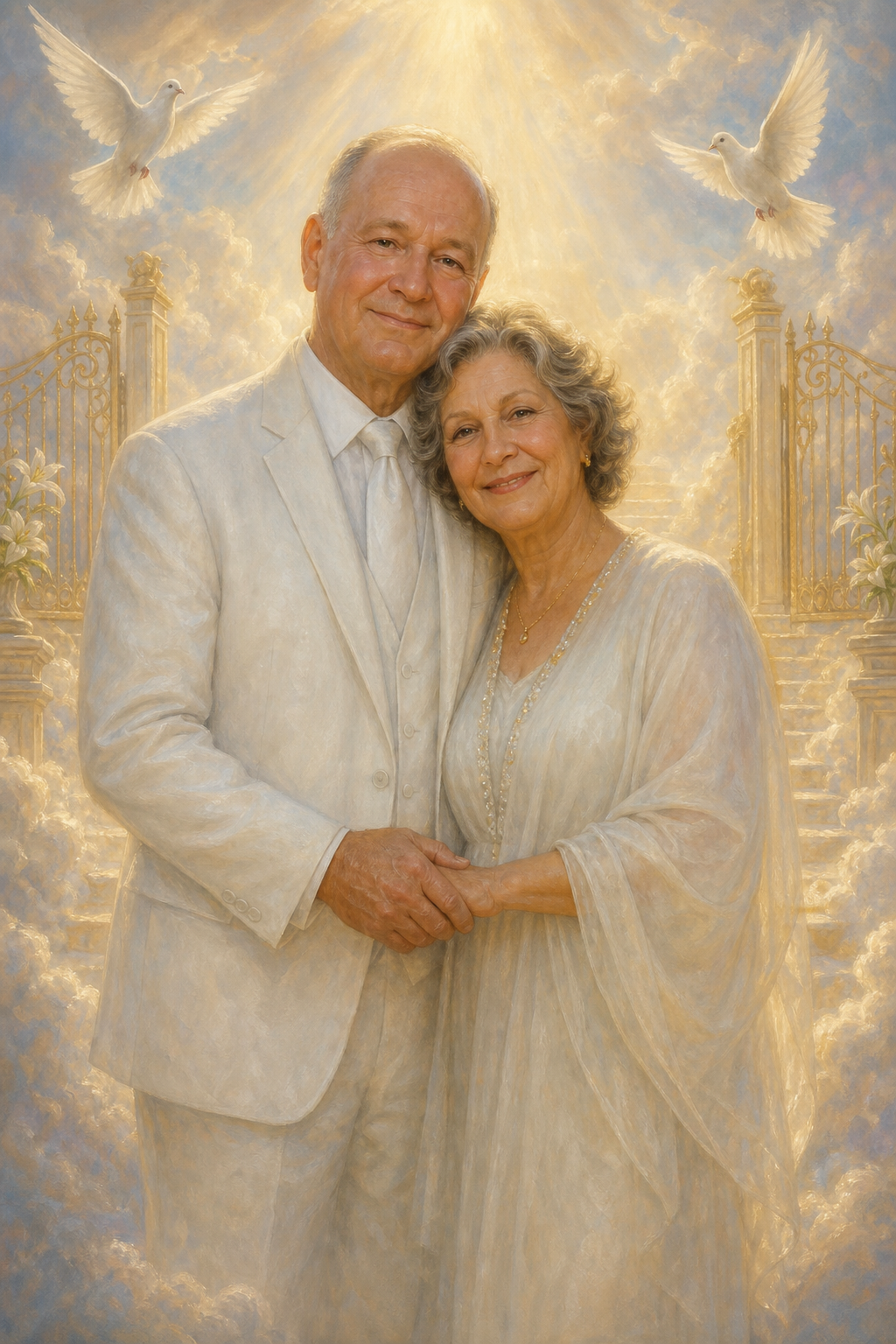 Custom Memorial Couple Portrait — Eternal Love Reunited from Photo