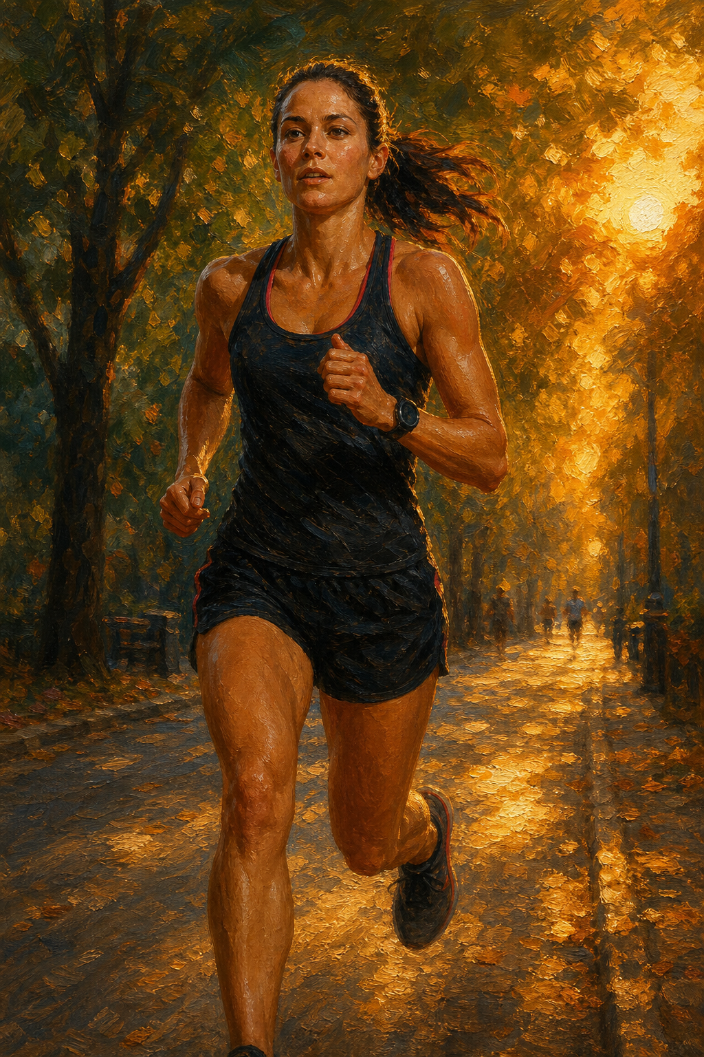 Custom Hobby Single Woman Portrait — Heroic Runner at Sunset from Photo