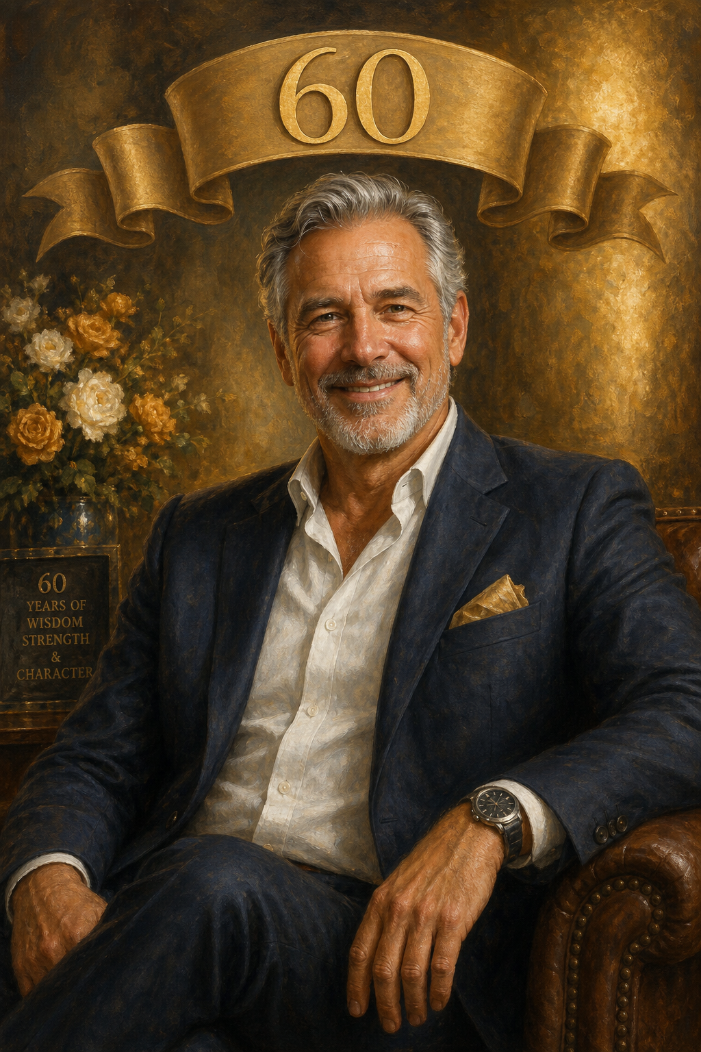 Custom Birthday Single-Man Portrait — Regal Milestone from Photo