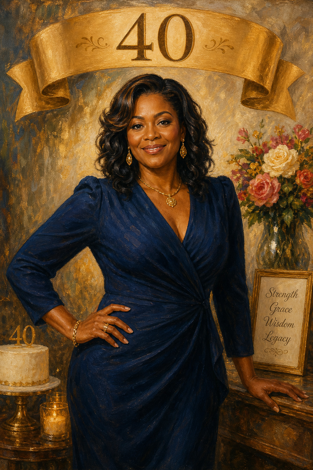 Custom Birthday Single Woman Portrait — Regal Elegance from Photo