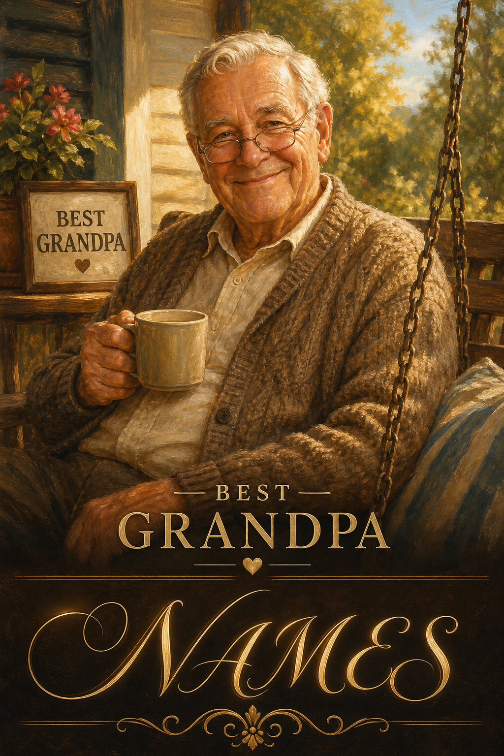 Custom Family Portrait — Serene Grandpa Canvas from Photo